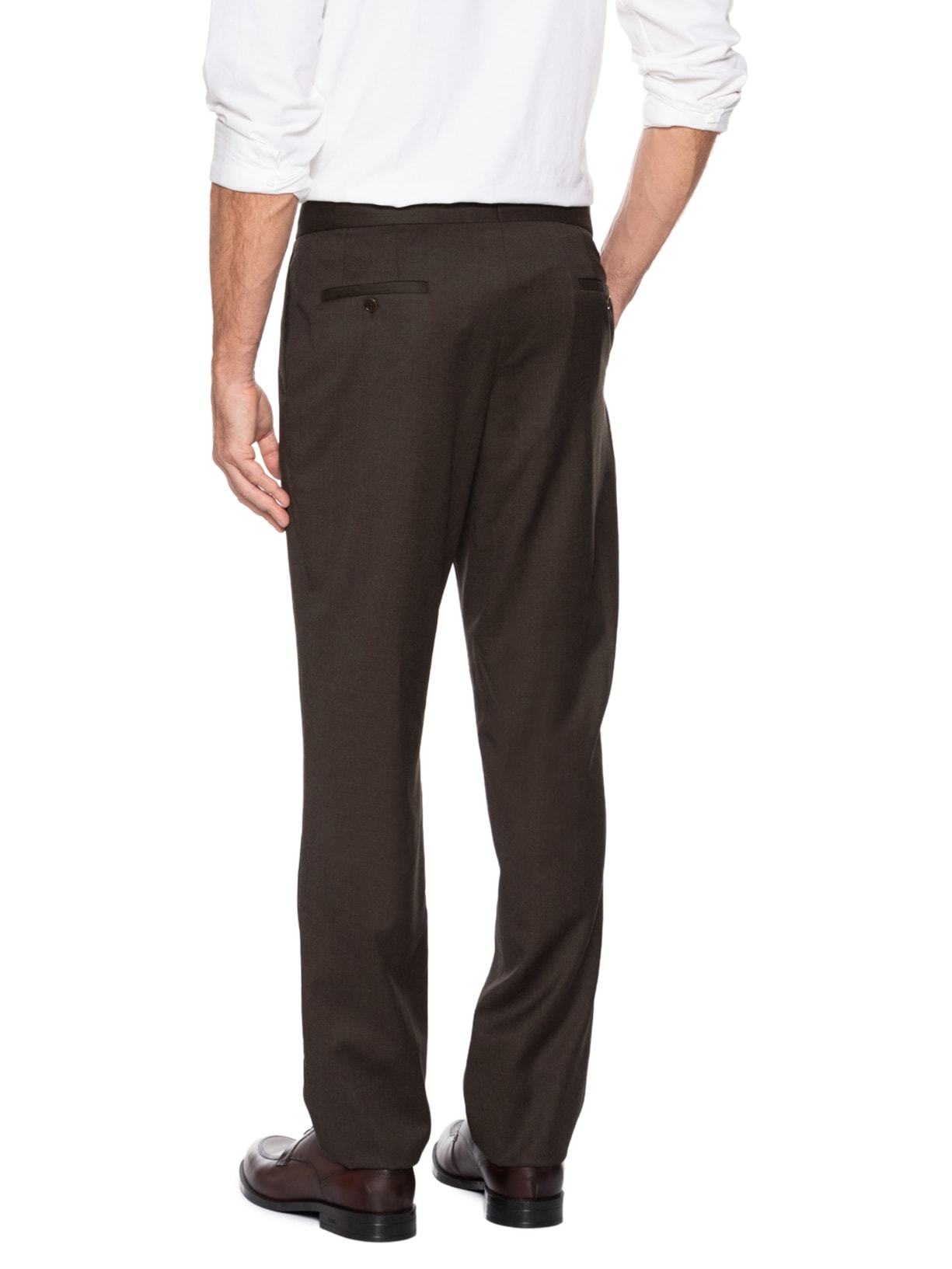 Calça Masculina Social Cadarço Lã Fria Marrom Ricardo Almeida