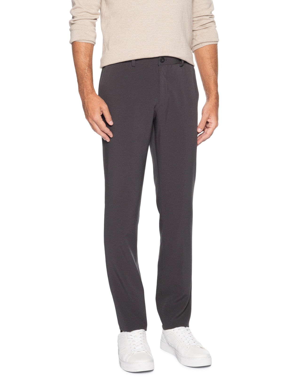Calça Masculina Stretch Social Reta Cinza '2 Essential
