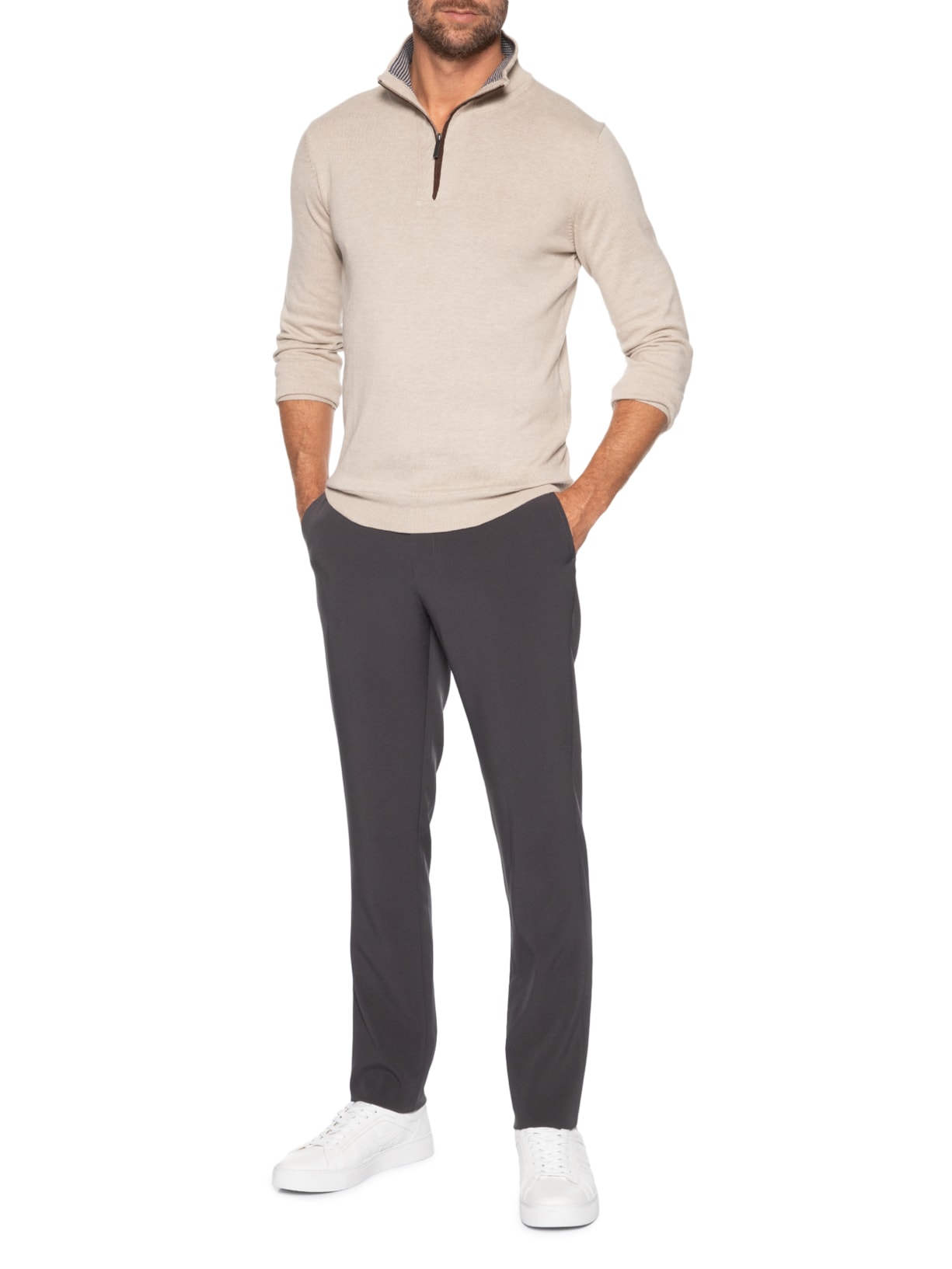 Calça Masculina Stretch Social Reta – Cinza '2 Essential