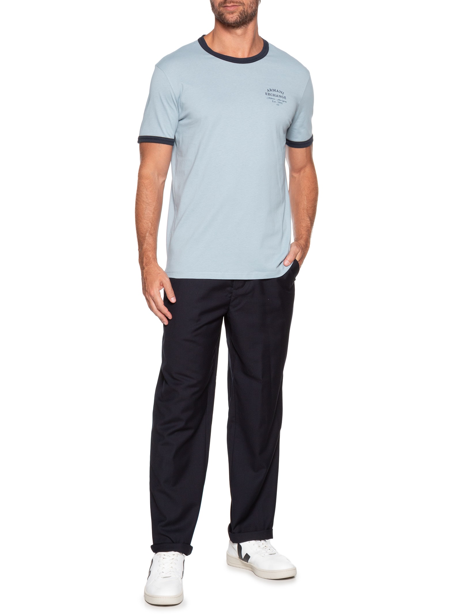 Armani Exchange - Calça Masculina Trouser - Azul