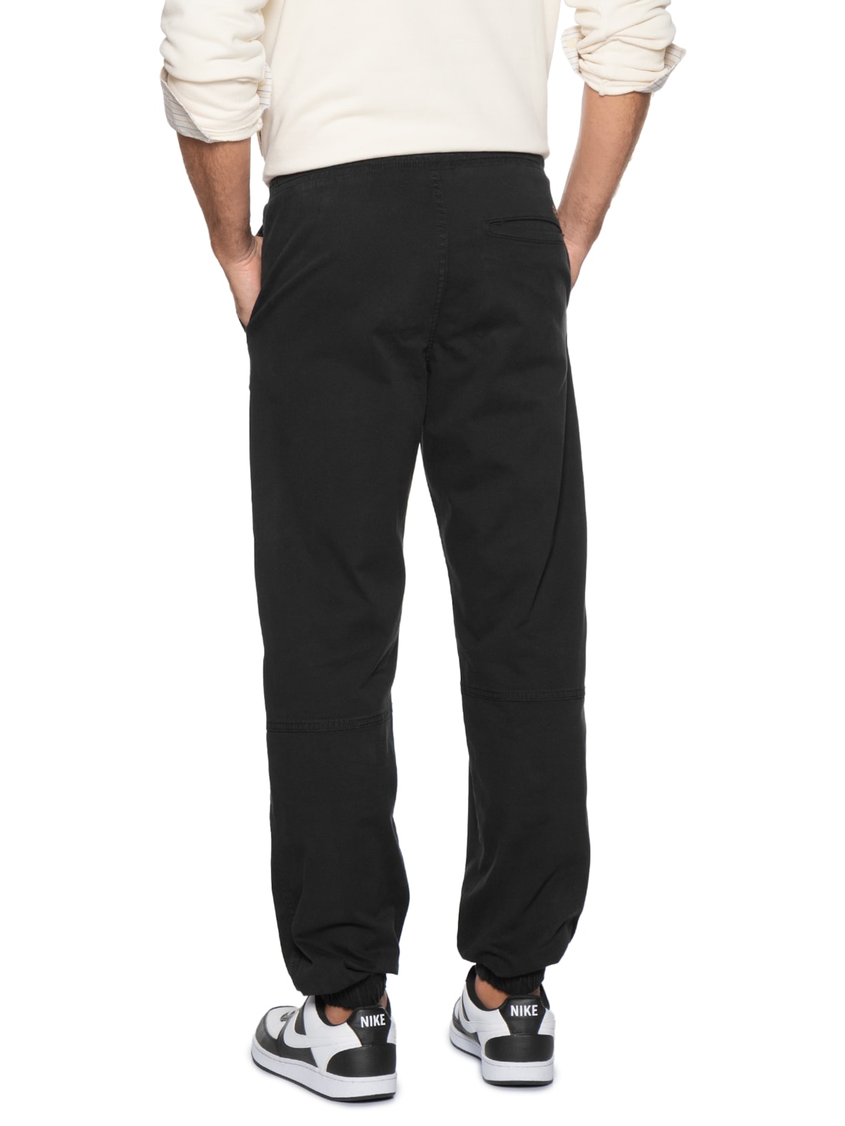 Calça Masculina Troy Cuffed Jogger Moletom Preto Jack & Jones