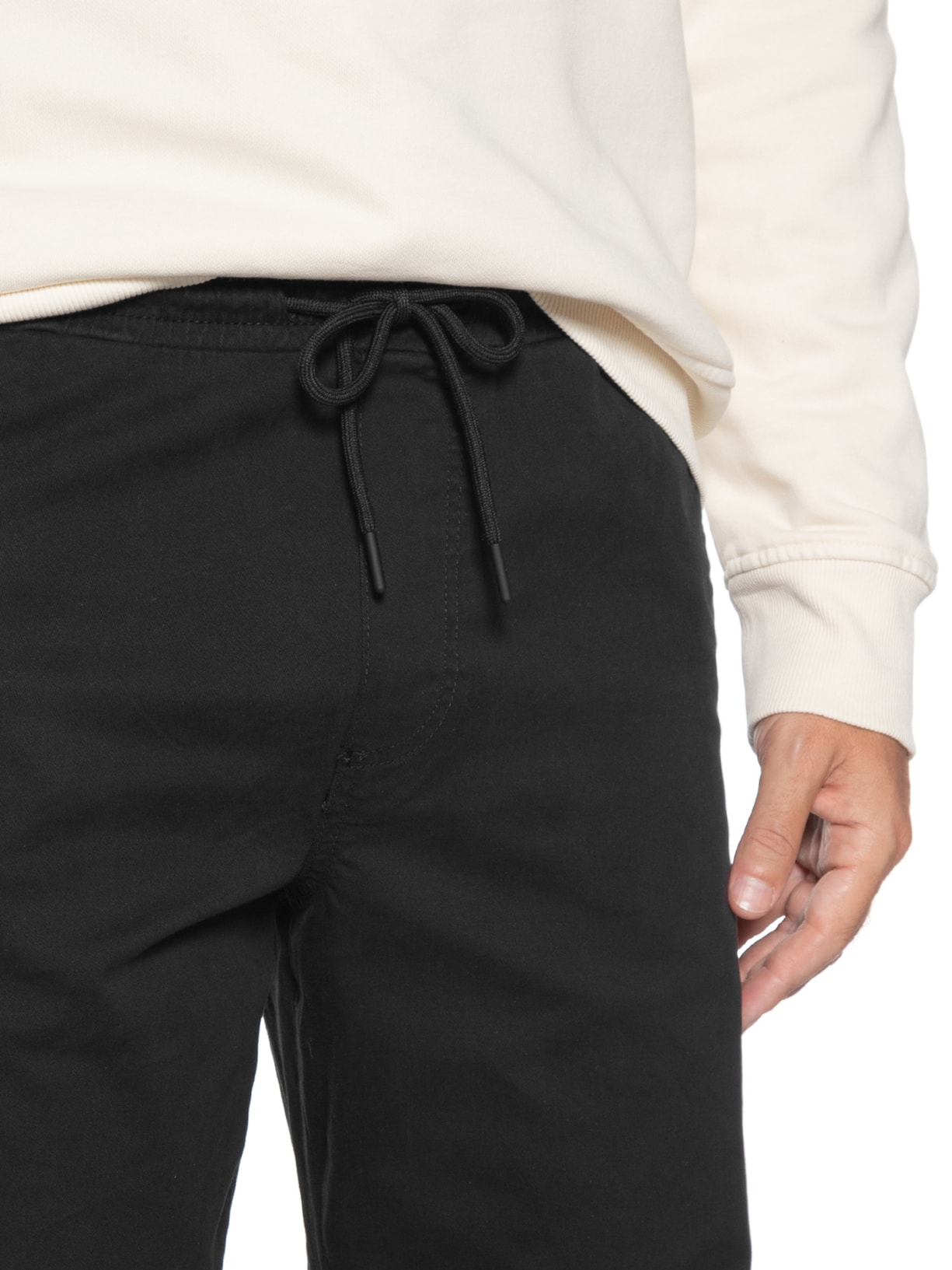 Calça Masculina Troy Cuffed Jogger Moletom Preto Jack & Jones