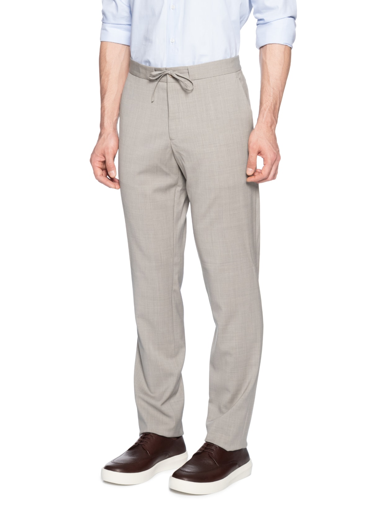 Calça Masculina U18454 Social Cadarço Lã Fria Bege Ricardo Almeida