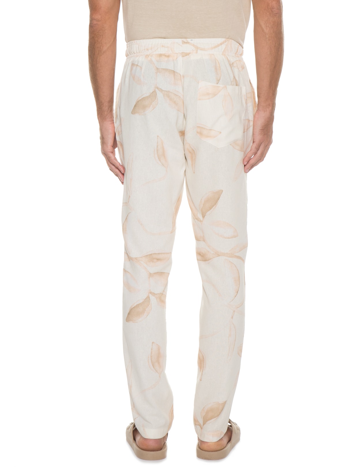 Calça Masculina Viscolinho Estampada Bege Barche