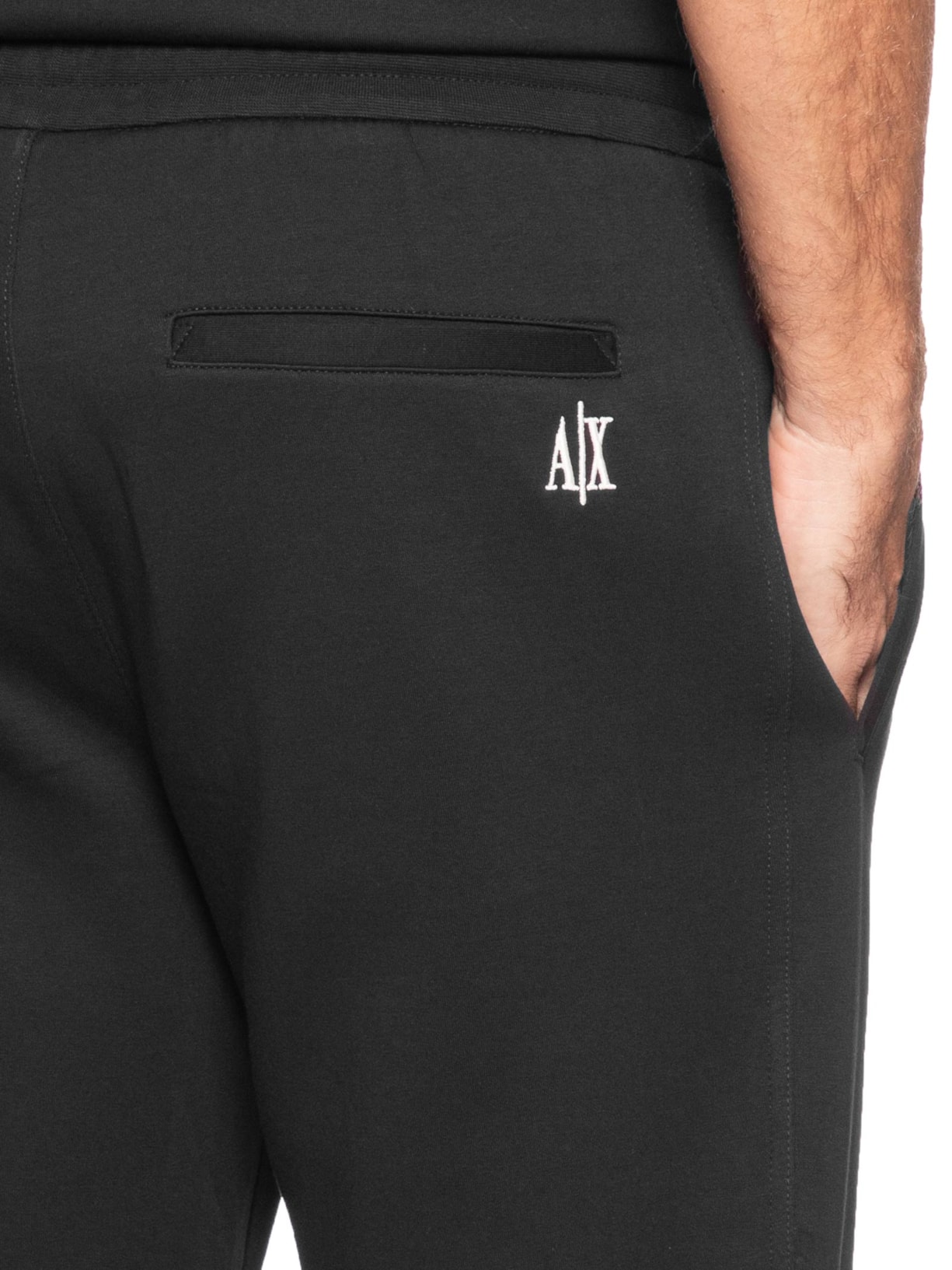 Calça Moletom Masculina AX Bordado Preto Armani Exchange