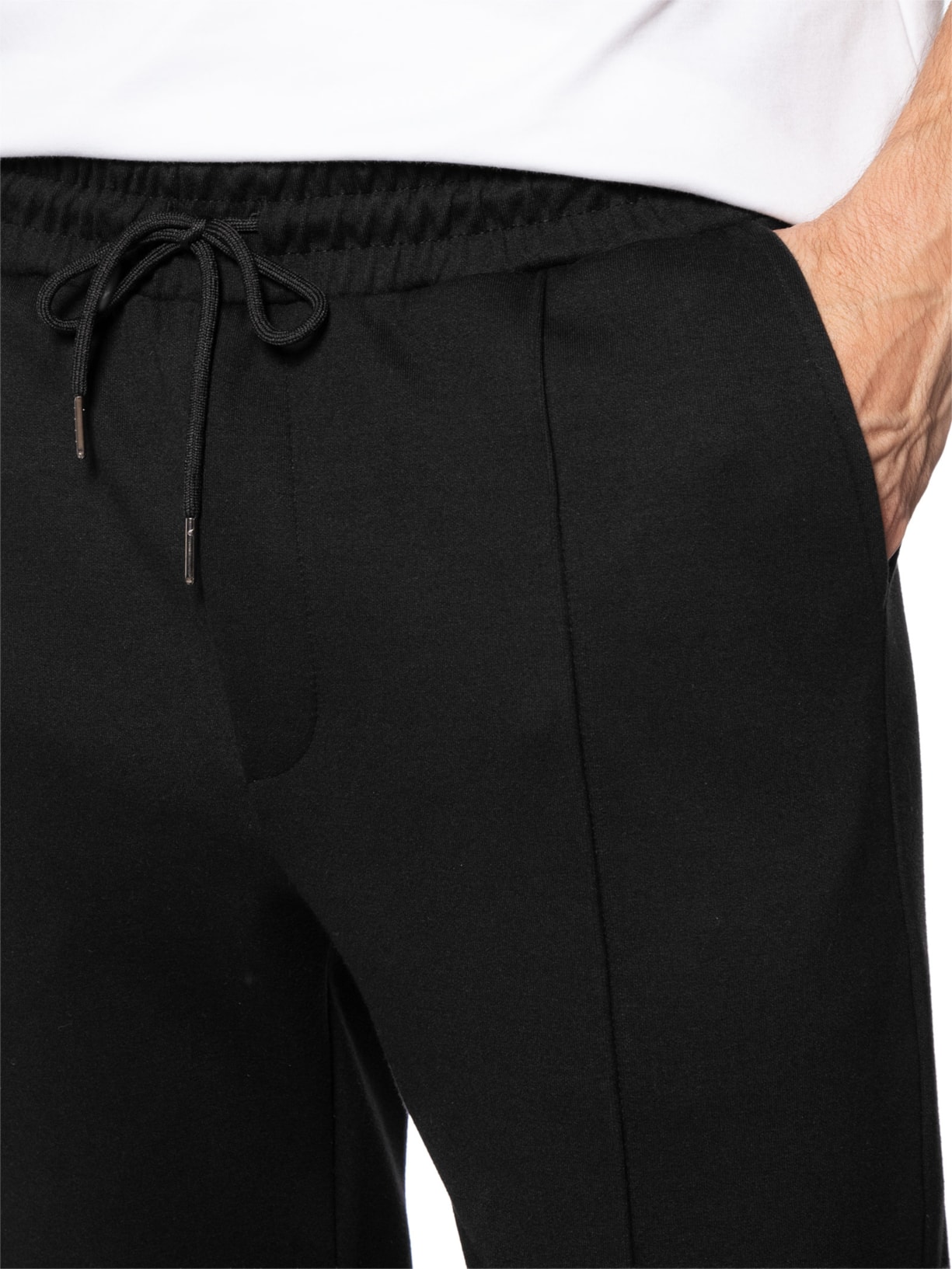 Calça Moletom Masculina Esporte Com Elástico Em Pima Cotton Preto Paramount Alfaiataria