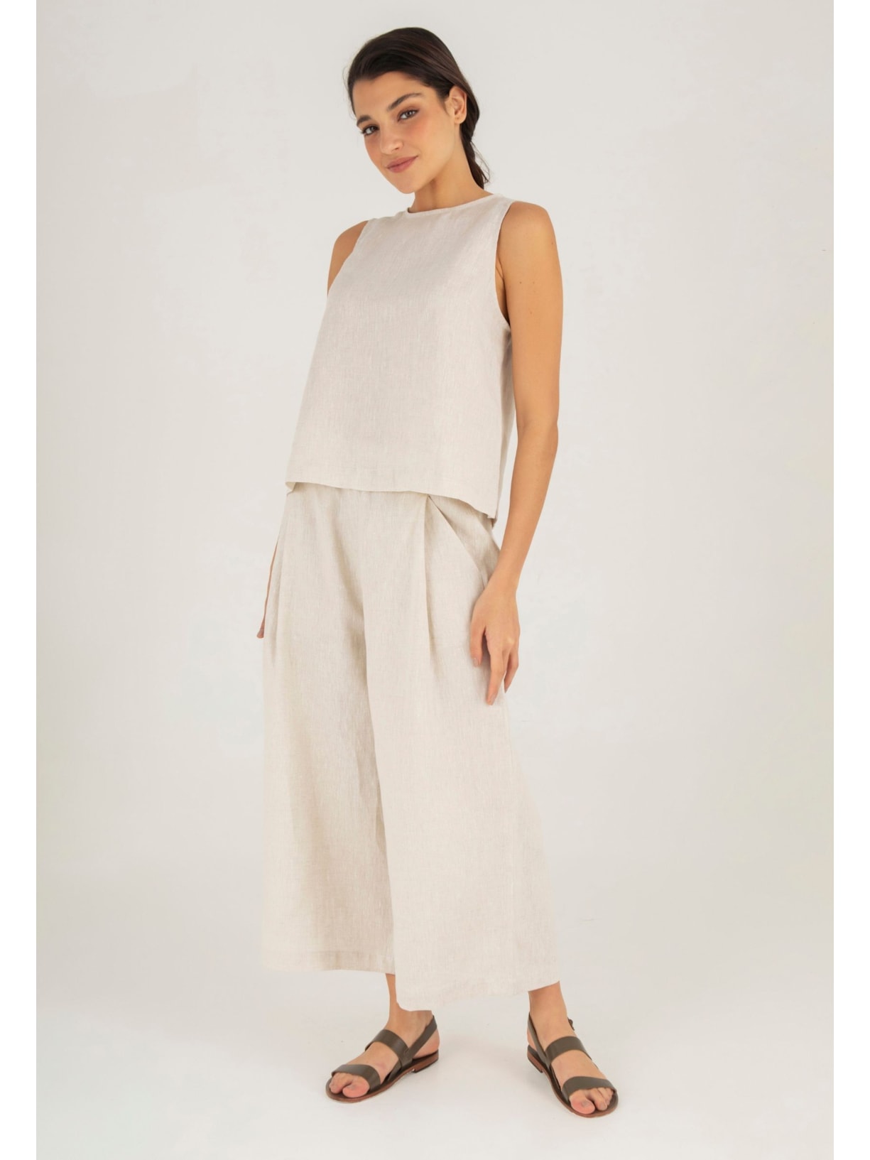 Calça Pantacourt Linho Natural Cabana Crafts