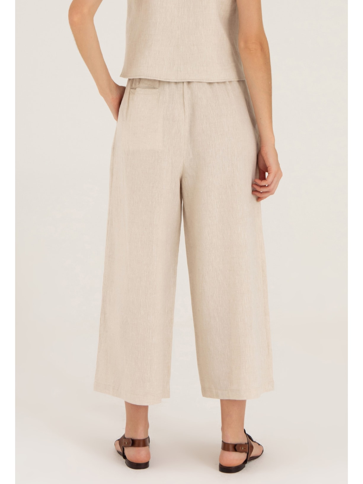 Calça Pantacourt Linho Natural Cabana Crafts