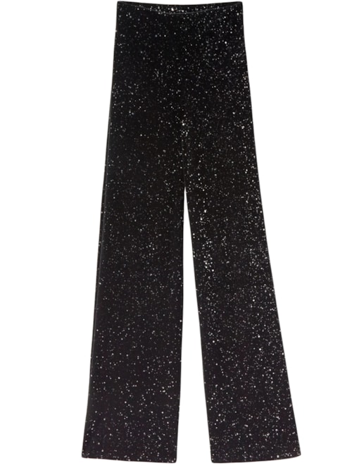 Calça Pantalona Com Brilho - Preto