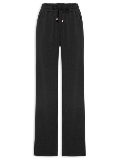Calça Pantalona com Cordão Feminina – Preto