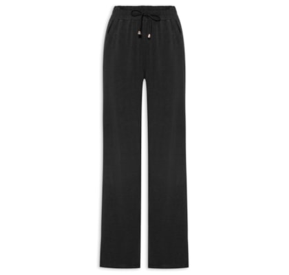 Calça Pantalona com Cordão Feminina - Preto