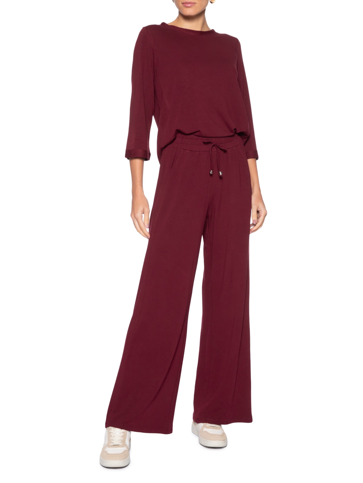 Calça Pantalona com Cordão Feminina Vermelho Basiq