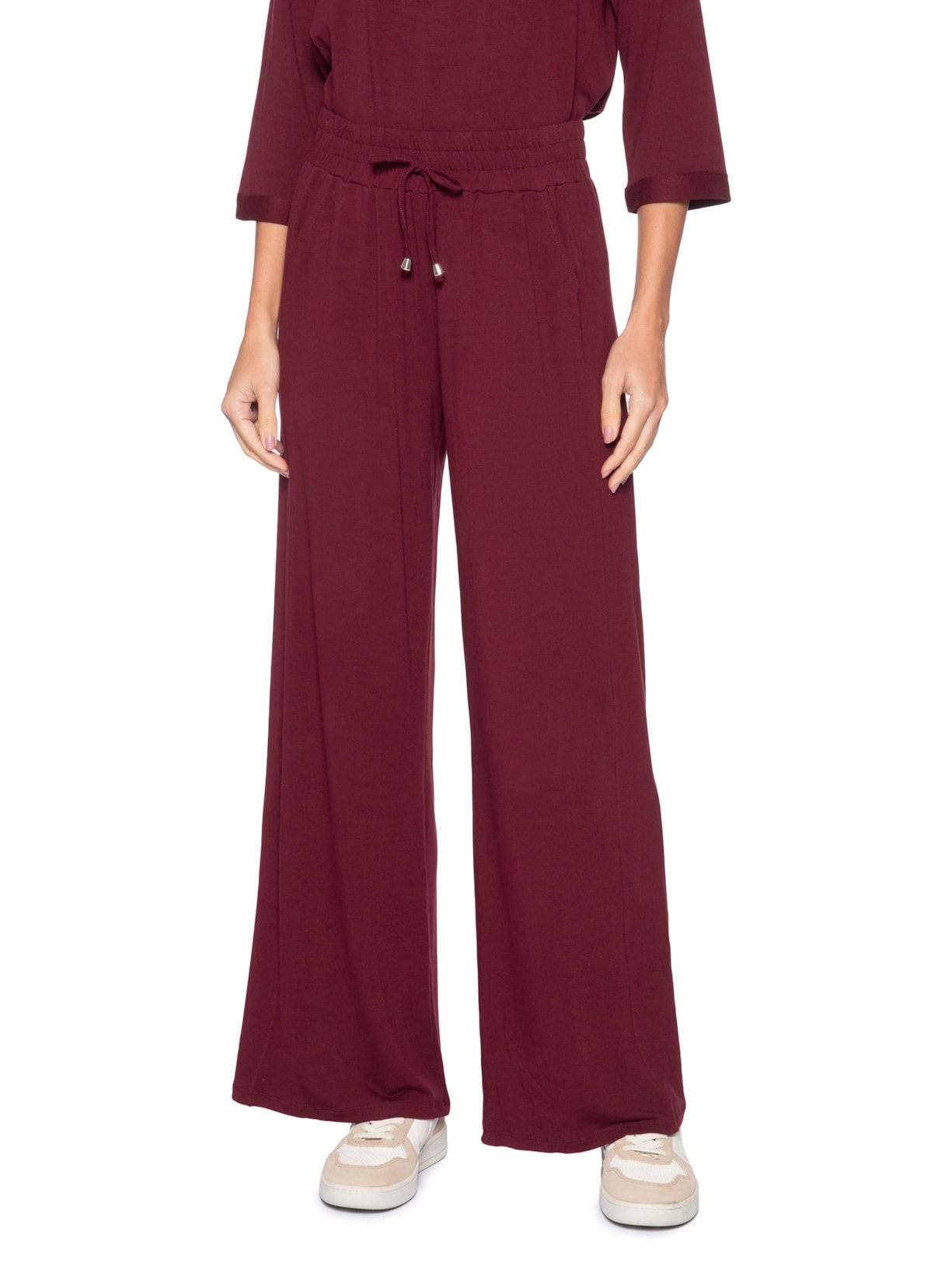 Calça Pantalona com Cordão Feminina – Vermelho Basiq