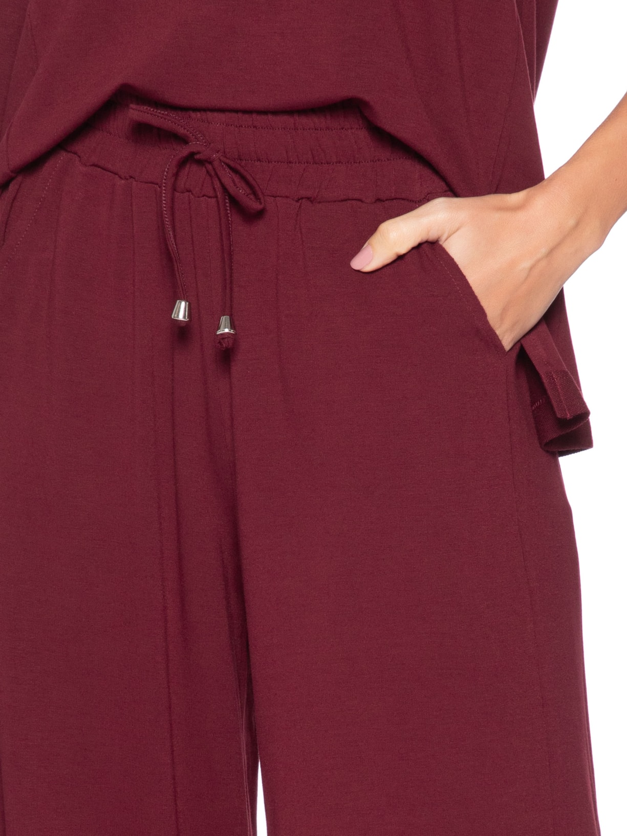 Calça Pantalona com Cordão Feminina – Vermelho Basiq