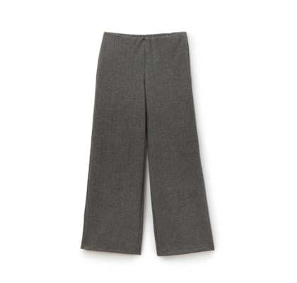 Calça  Pantalona Com Padrão De Espinha De Peixe Soft Touch - Cinza