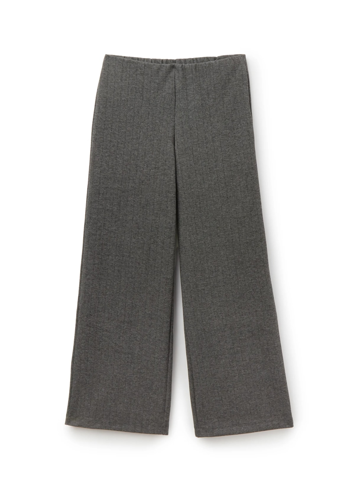 Calça Pantalona Com Padrão De Espinha De Peixe Soft Touch - Cinza