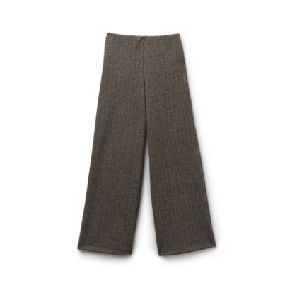 Calça  Pantalona Com Padrão De Espinha De Peixe Soft Touch - Marrom