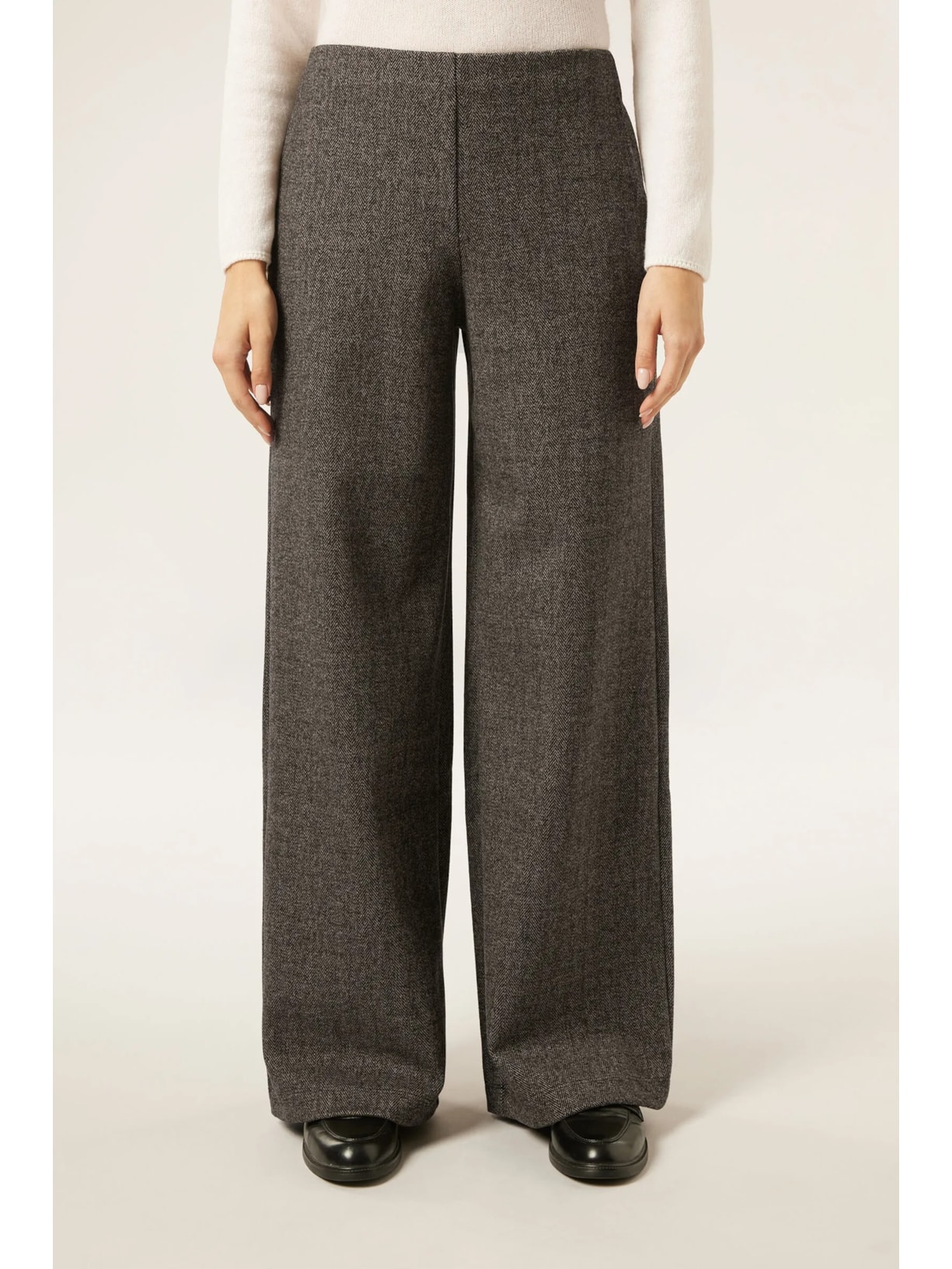 Calça  Pantalona Com Padrão De Espinha De Peixe Soft Touch Marrom Calzedonia