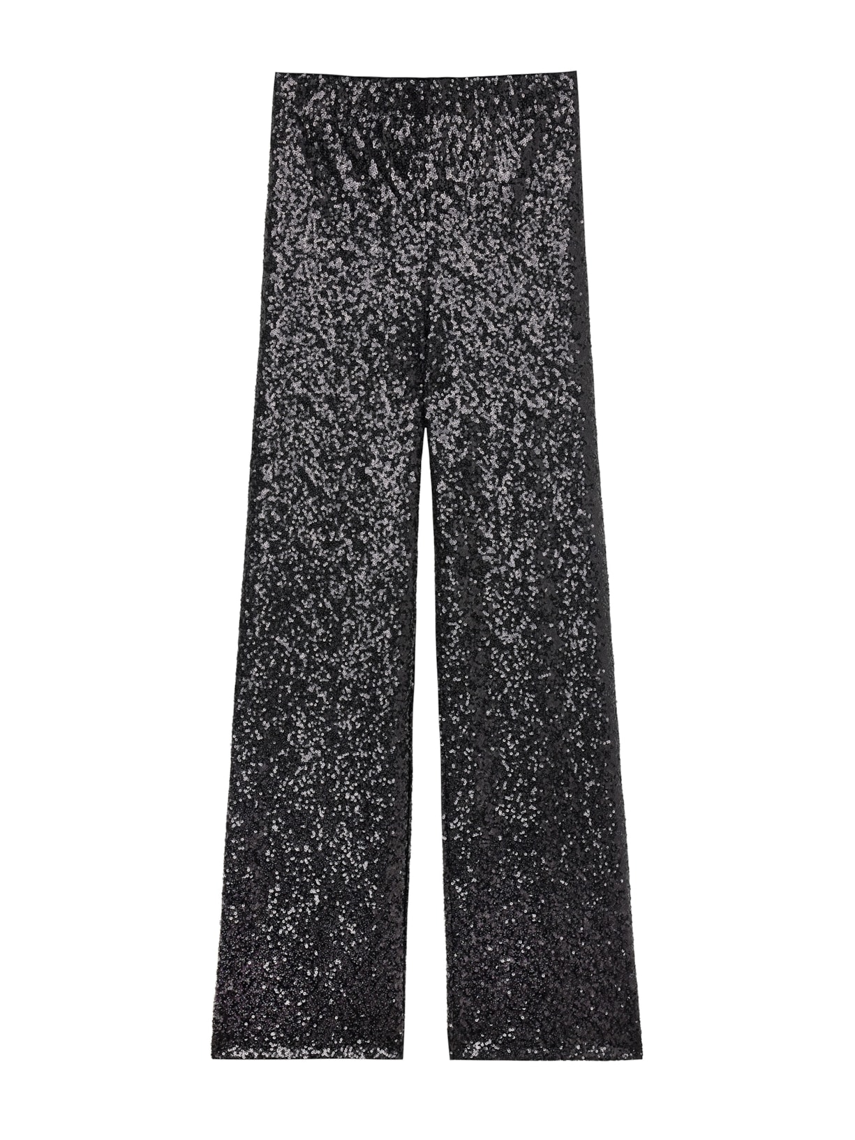 Calça Pantalona Com Paetês - Preto