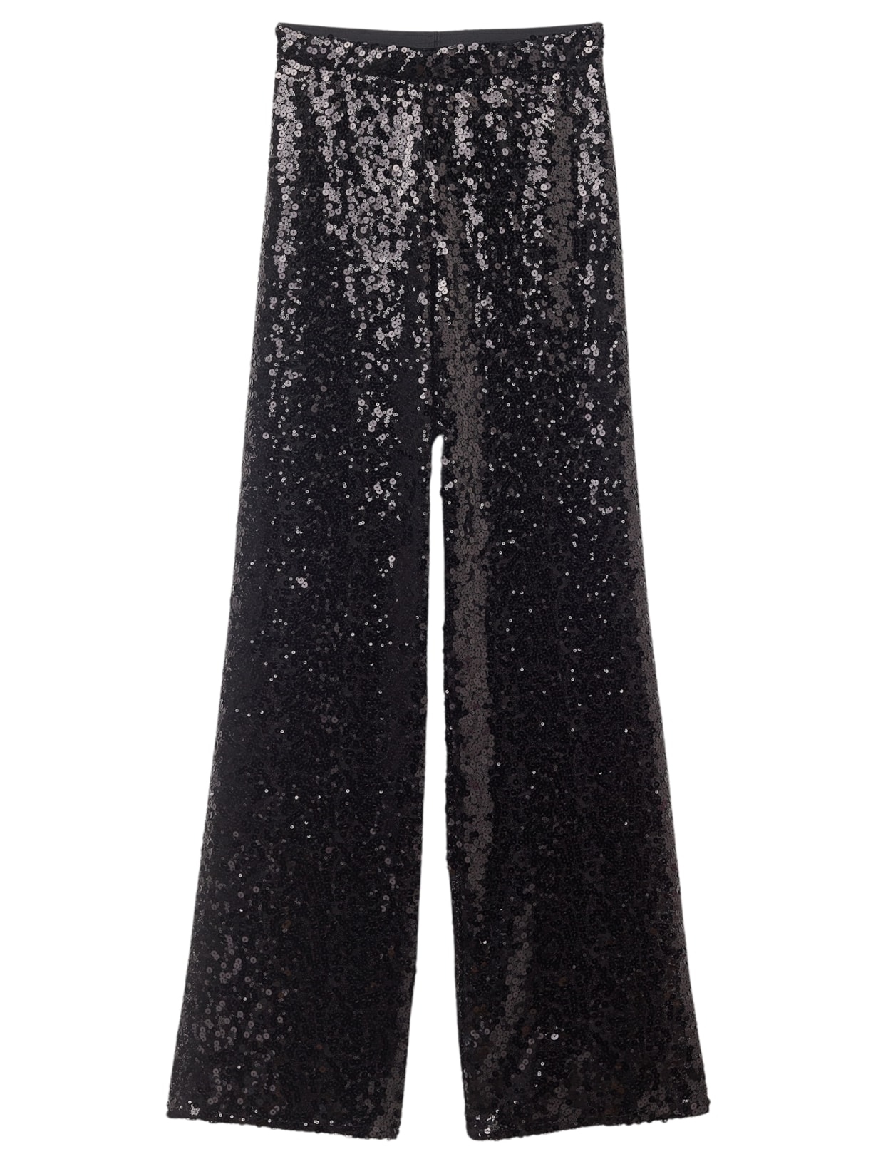 Calça Pantalona Com Paetês - Preto