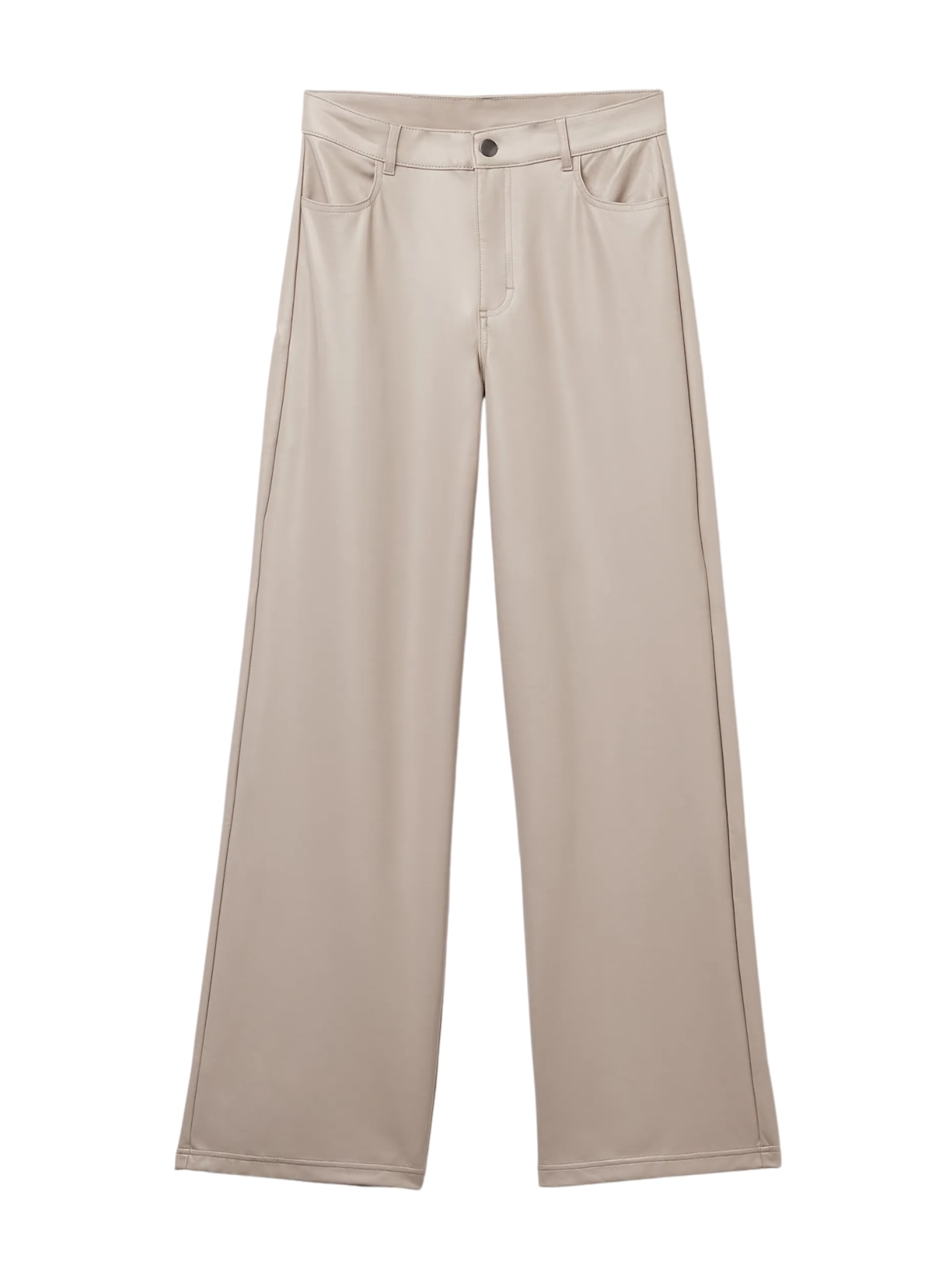 Calça Pantalona Efeito Couro - Cinza