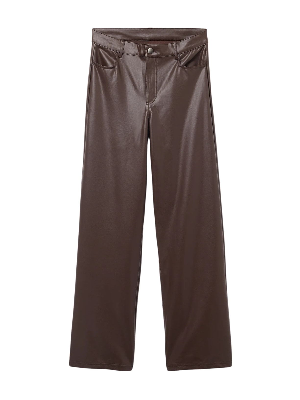 Calça Pantalona Efeito Couro - Marrom