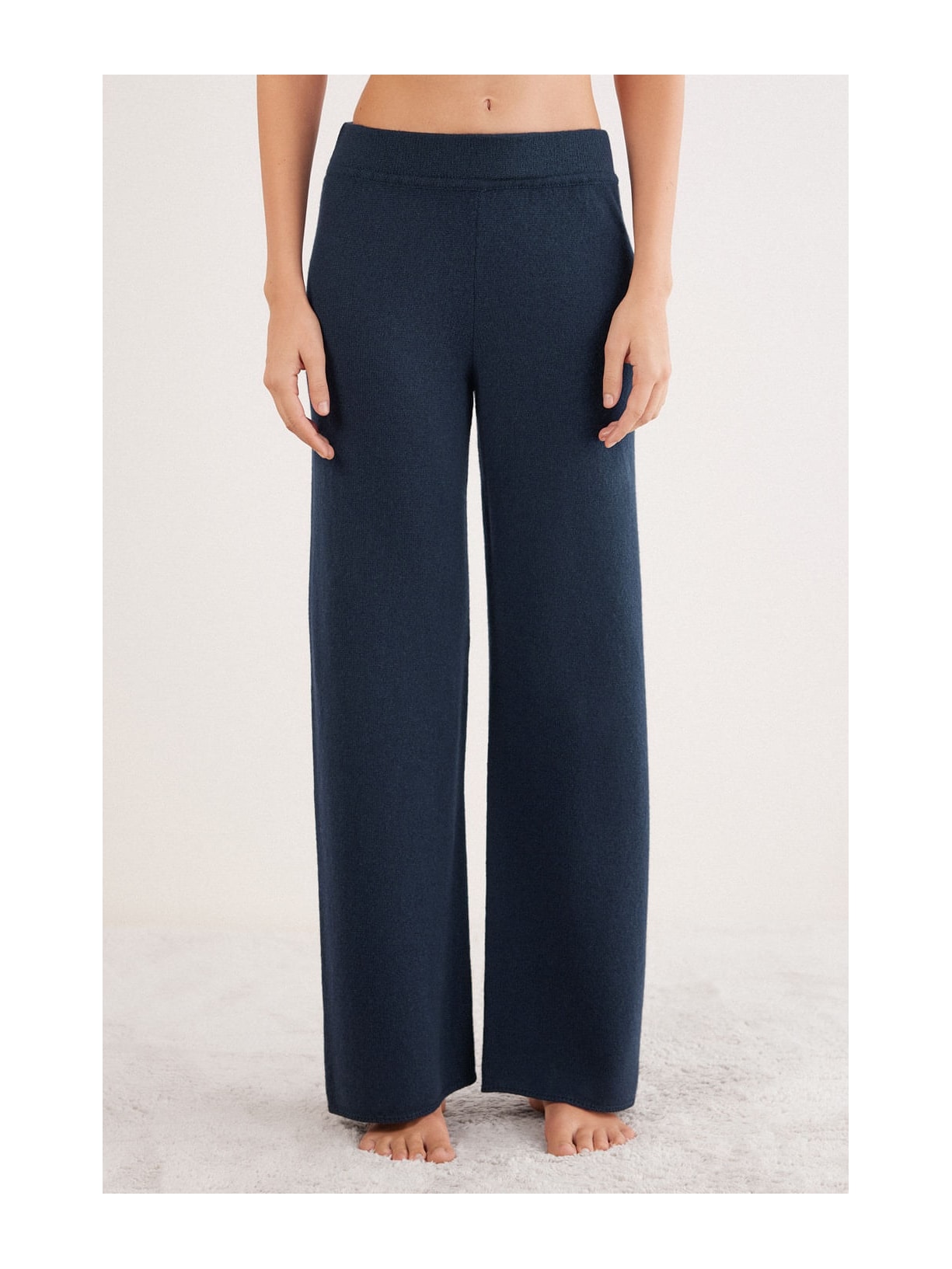 Calça Pantalona Em 100% Cashmere Azul Intimissimi