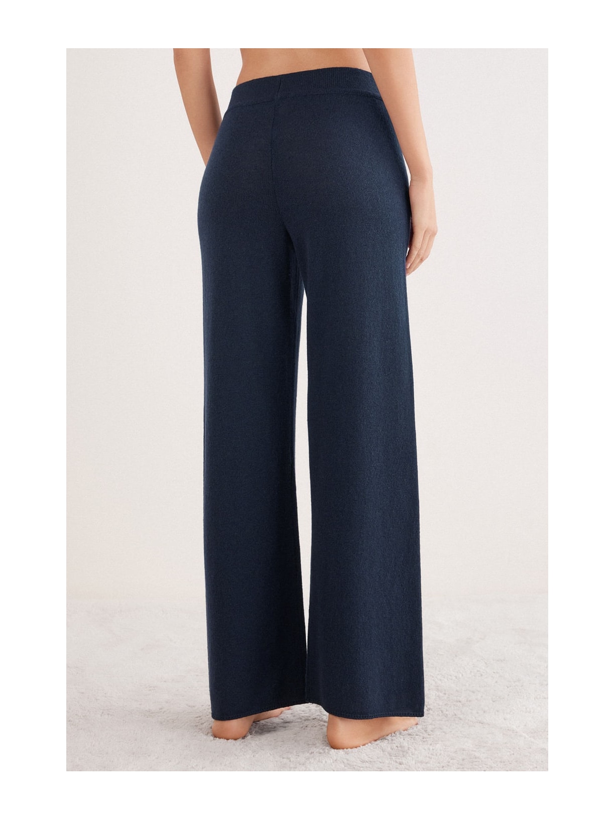 Calça Pantalona Em 100% Cashmere Azul Intimissimi
