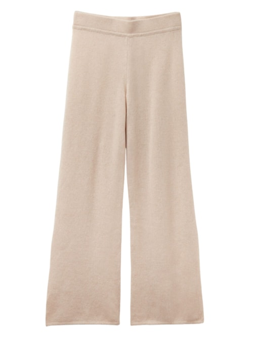 Calça Pantalona Em 100% Cashmere - Bege