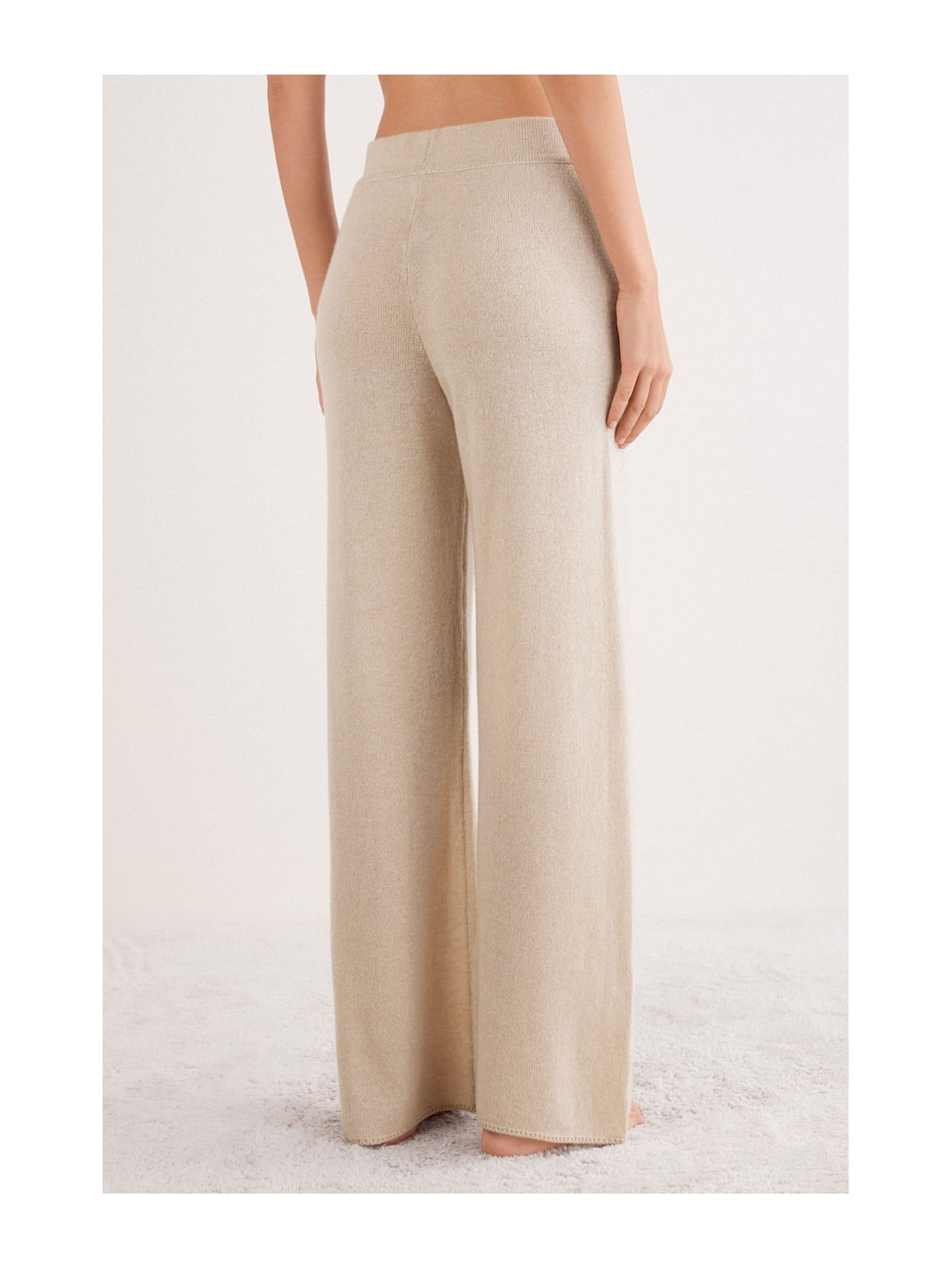 Calça Pantalona Em 100% Cashmere Bege Intimissimi