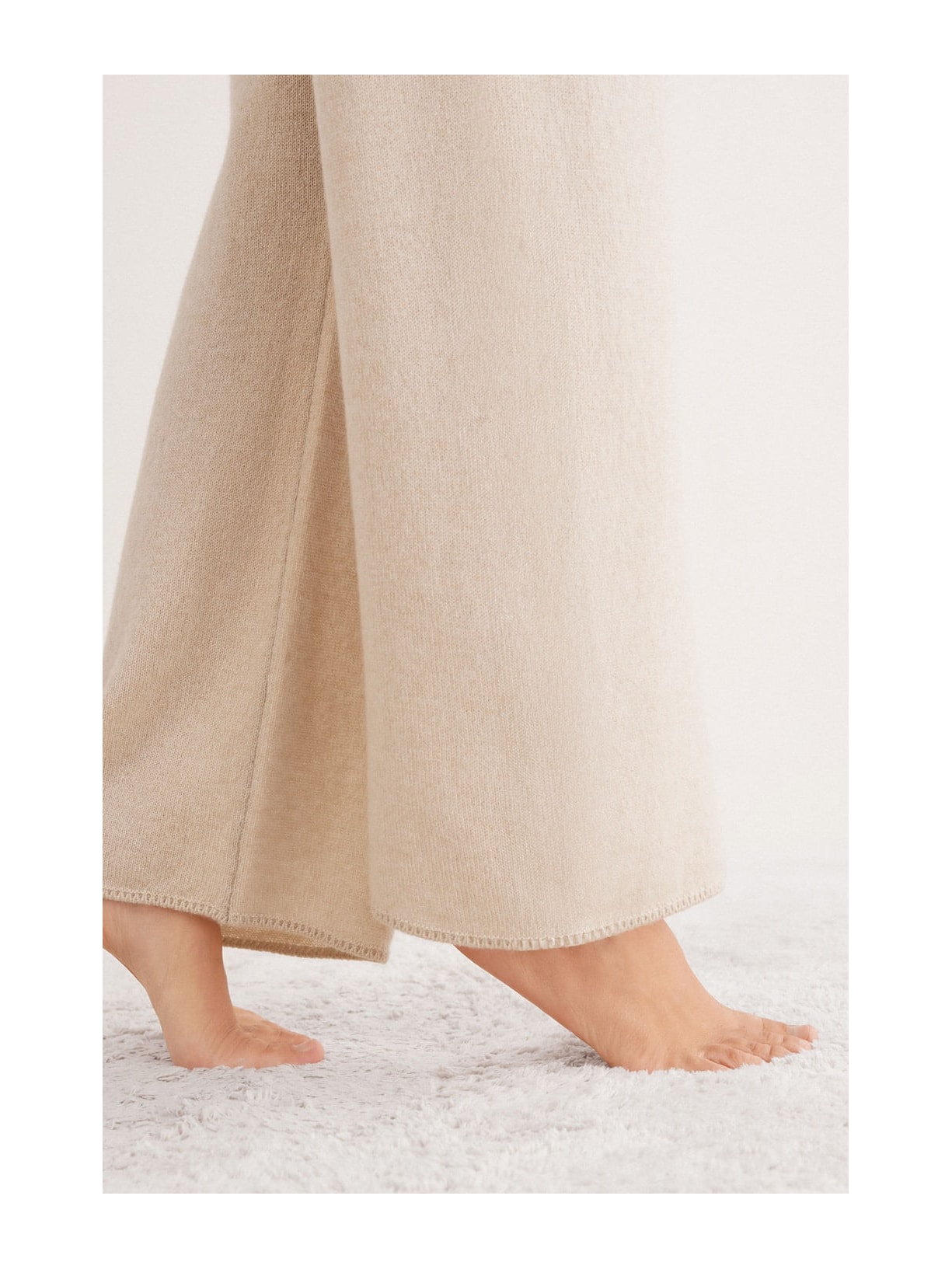 Calça Pantalona Em 100% Cashmere Bege Intimissimi