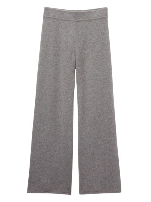 Calça Pantalona Em 100% Cashmere - Cinza