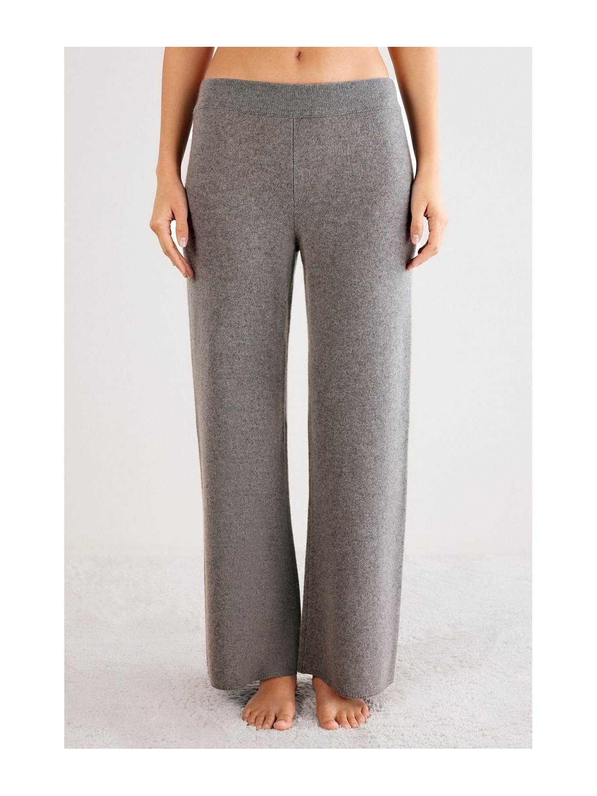 Calça Pantalona Em 100% Cashmere Cinza Intimissimi