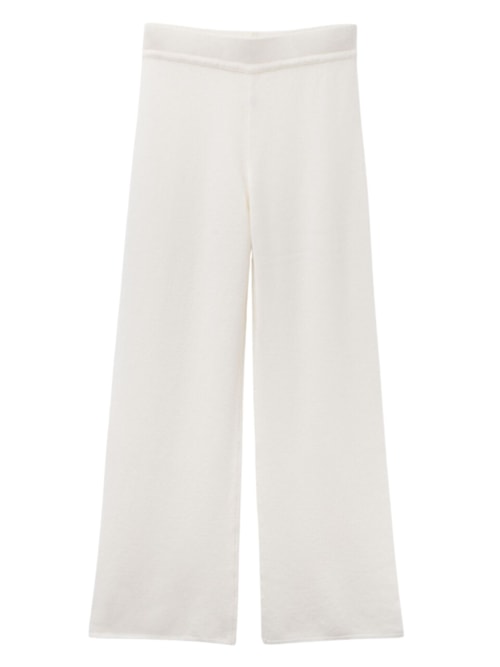 Calça Pantalona Em 100% Cashmere - Marfim