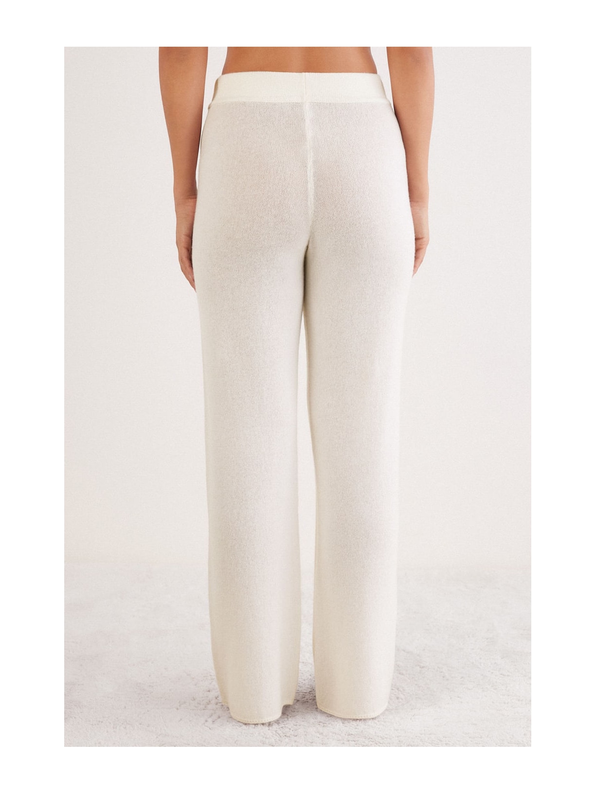 Calça Pantalona Em 100% Cashmere Marfim Intimissimi
