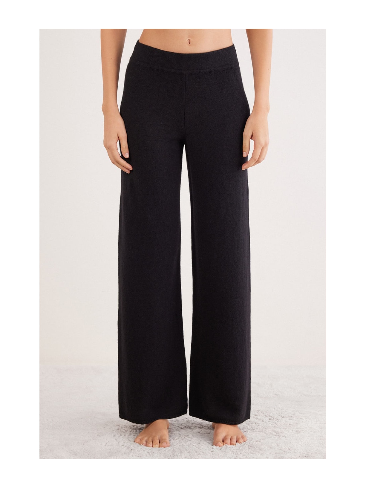 Calça Pantalona Em 100% Cashmere Preto Intimissimi