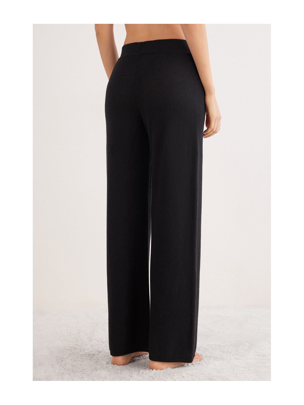 Calça Pantalona Em 100% Cashmere Preto Intimissimi