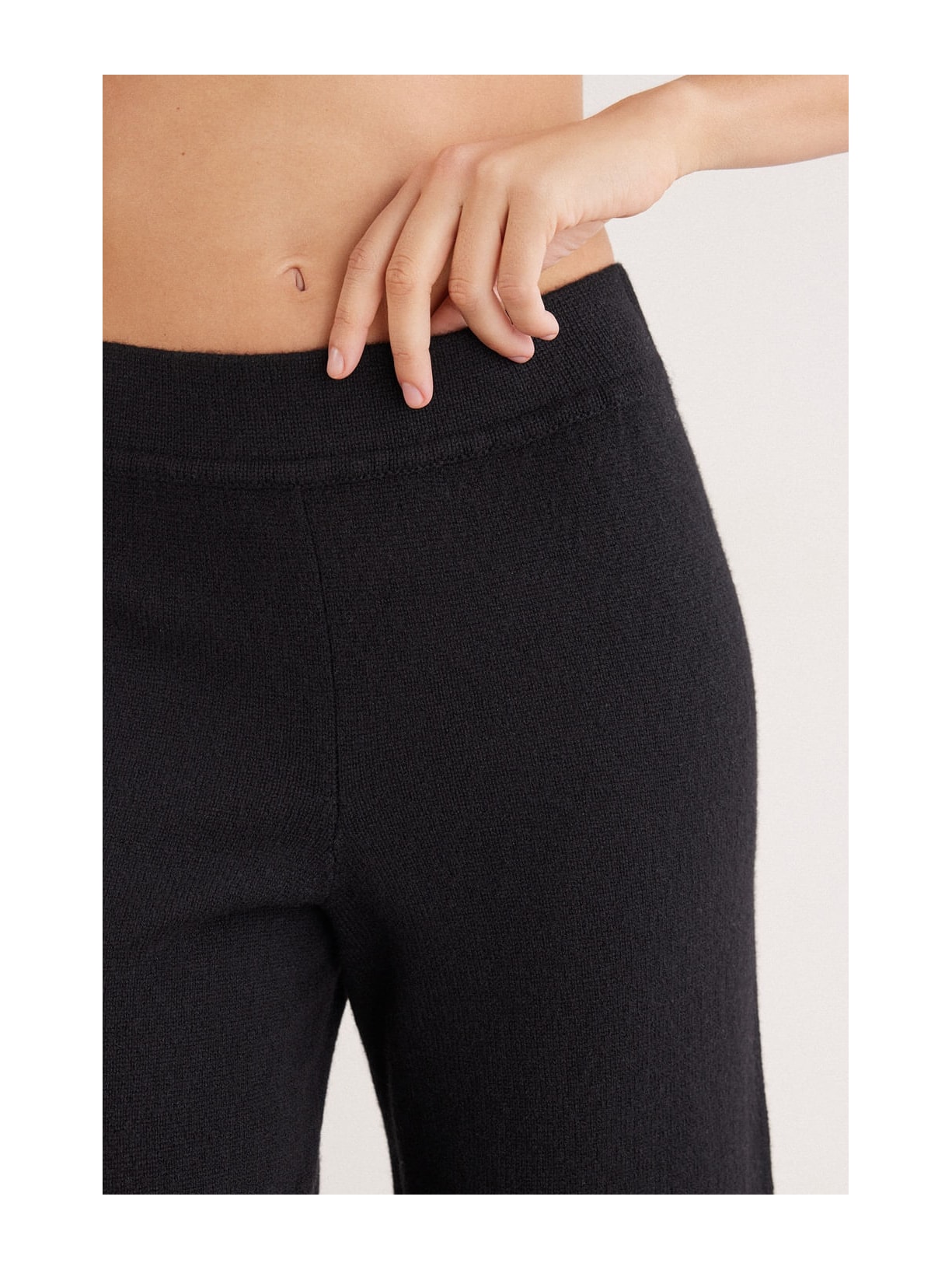 Calça Pantalona Em 100% Cashmere Preto Intimissimi