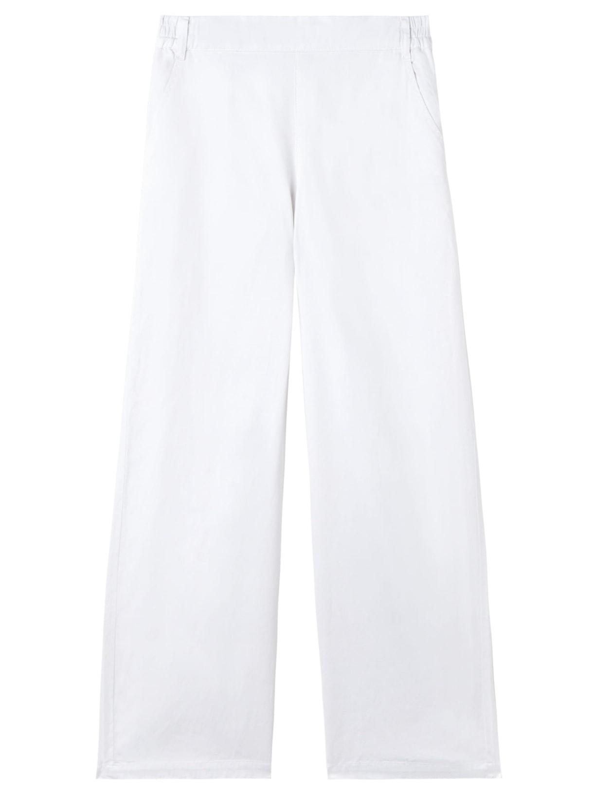 Calça Pantalona Em Linho Com Bolsos - Branco