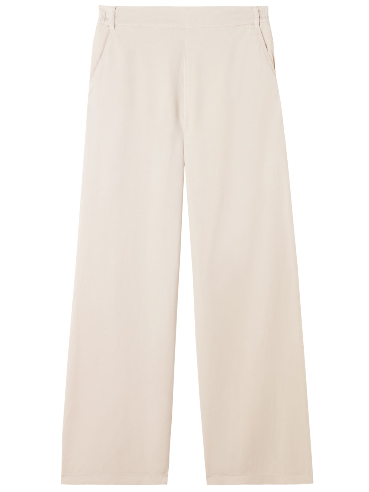 Calça Pantalona Em Linho Com Bolsos - Off-White