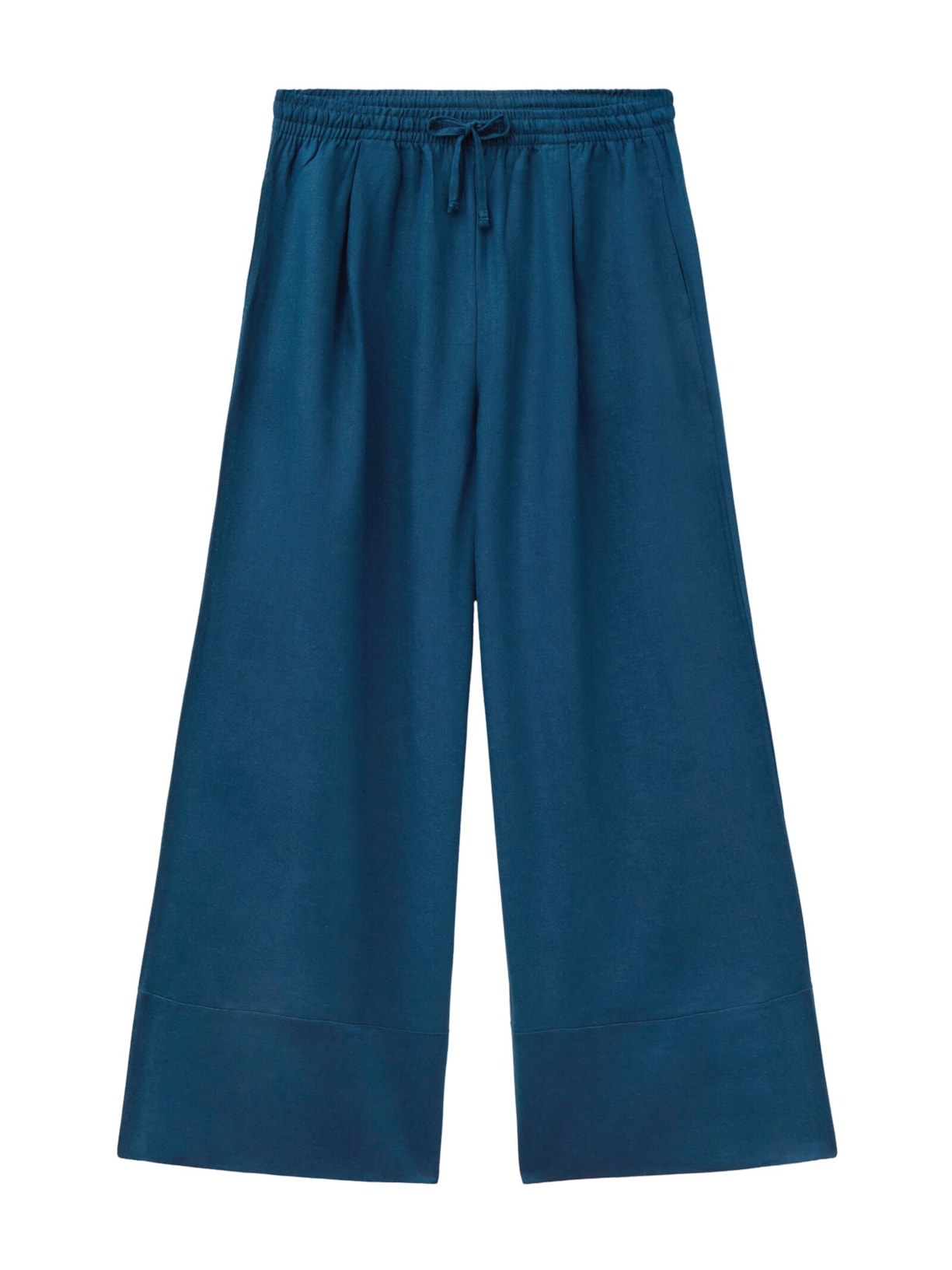 Calça Pantalona Em Linho e Viscose Azul Calzedonia
