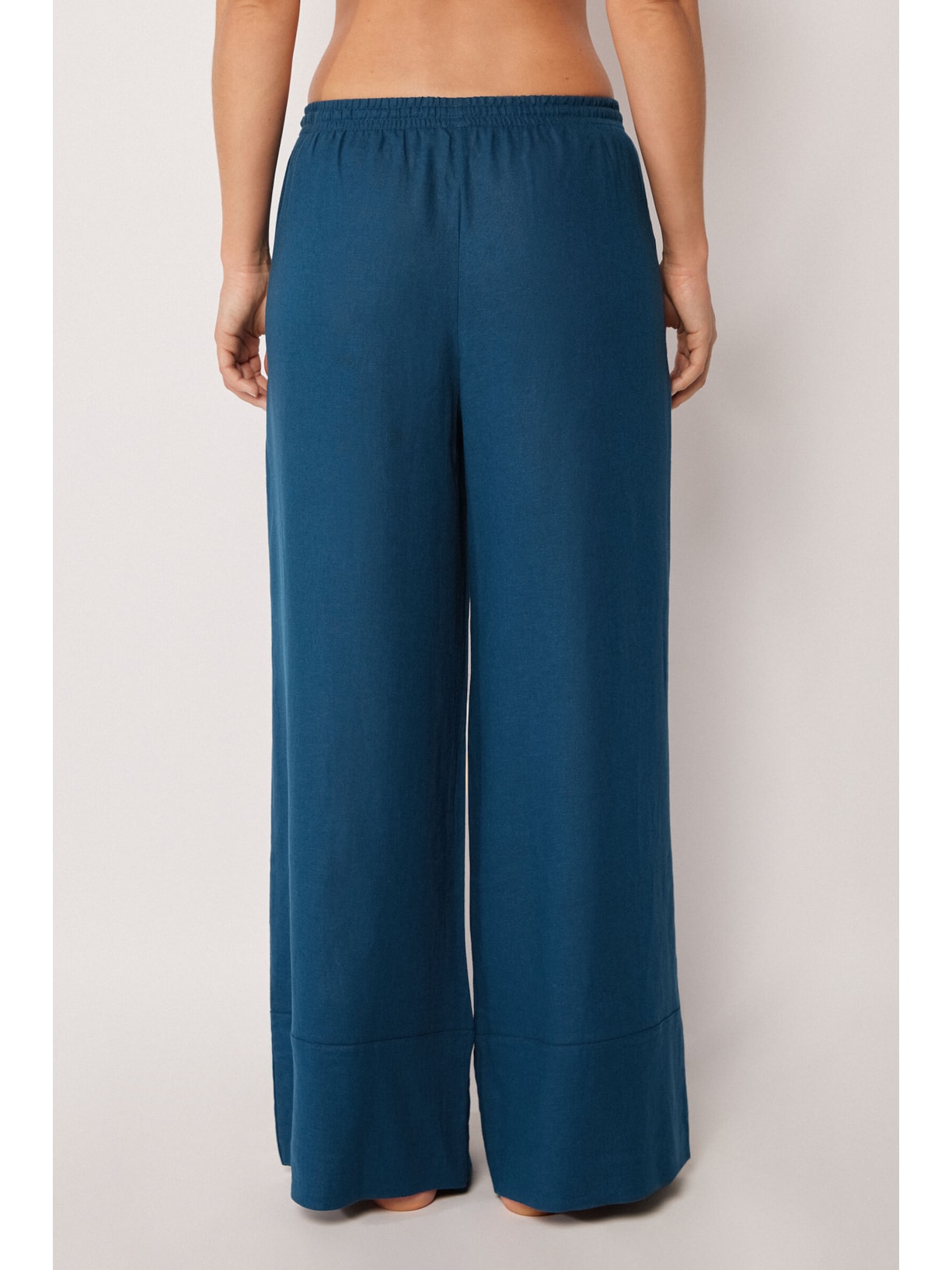 Calça Pantalona Em Linho e Viscose Azul Calzedonia