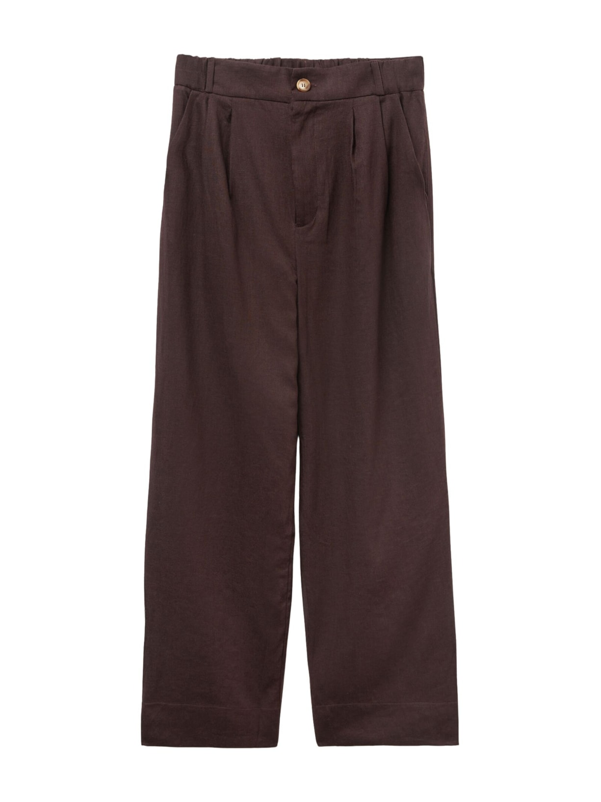 Calça Pantalona Em Linho e Viscose Marrom Calzedonia