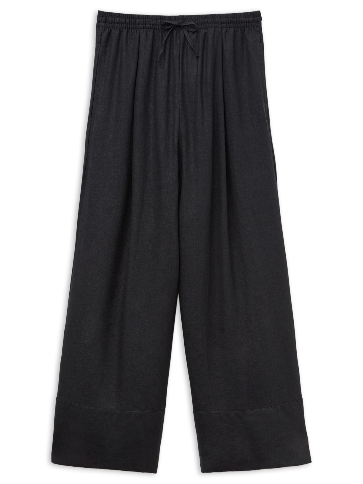 Calça Pantalona Em Linho e Viscose - Preto