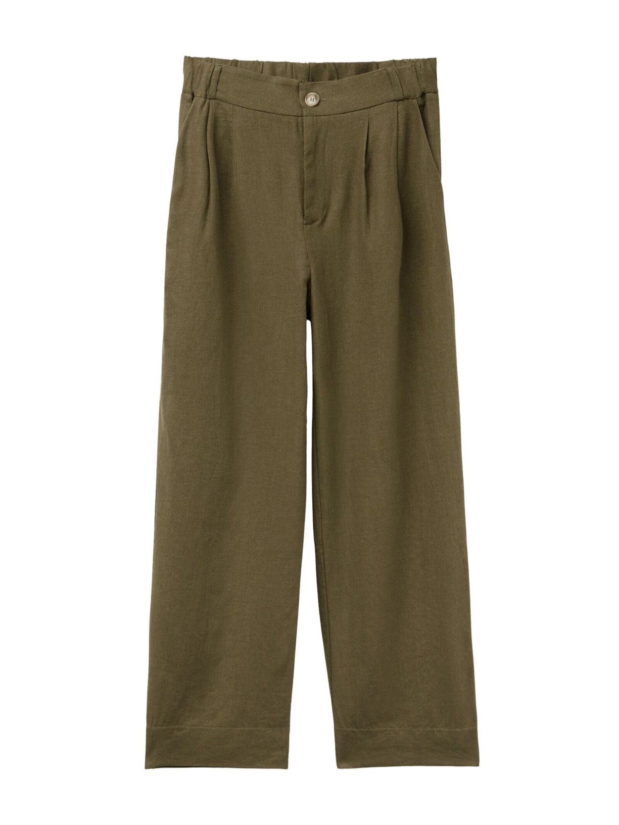 Calça Pantalona Em Linho e Viscose Verde Calzedonia