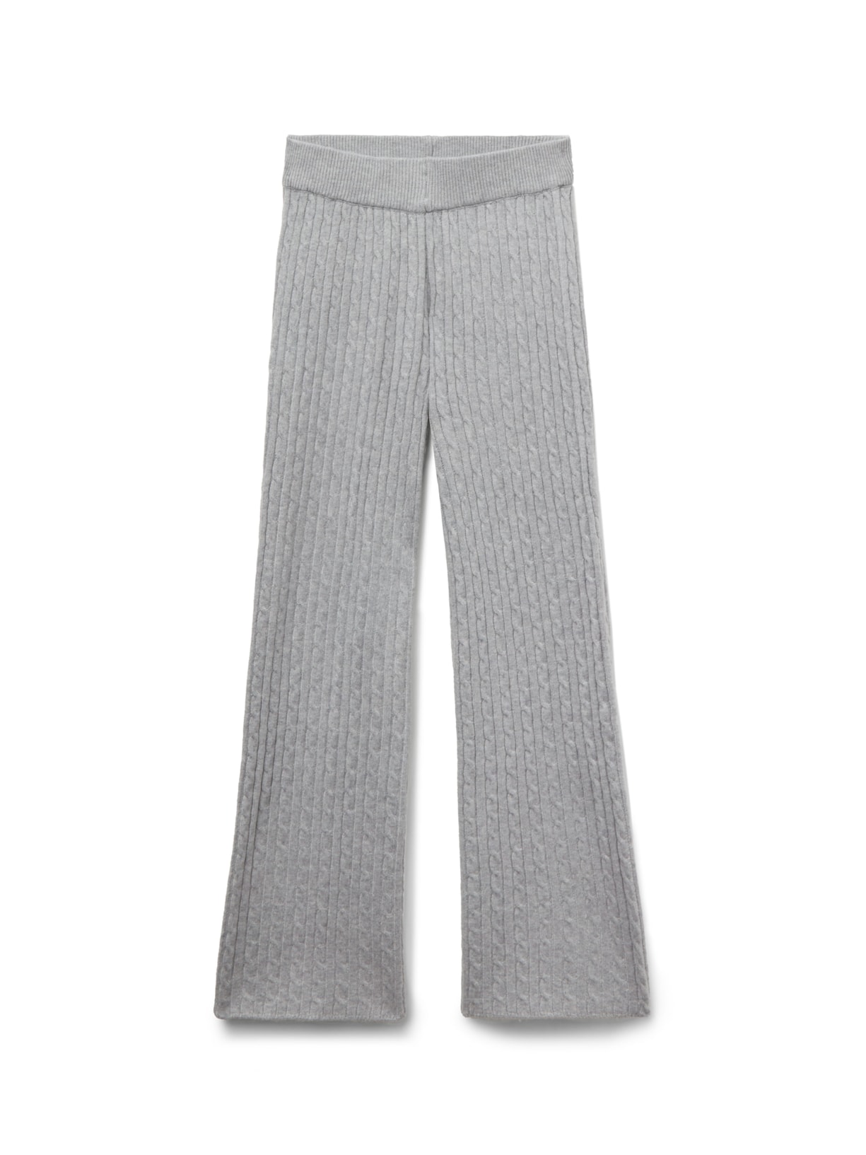 Calça Pantalona Em Malha Com Efeito Trançado - Cinza
