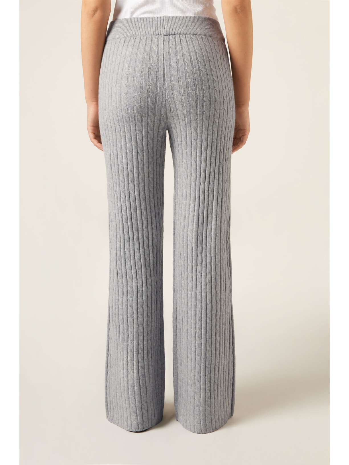 Calça Pantalona Em Malha Com Efeito Trançado Cinza Calzedonia