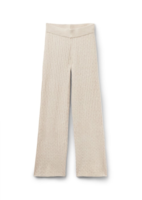 Calça Pantalona Em Malha Com Efeito Trançado - Off-White
