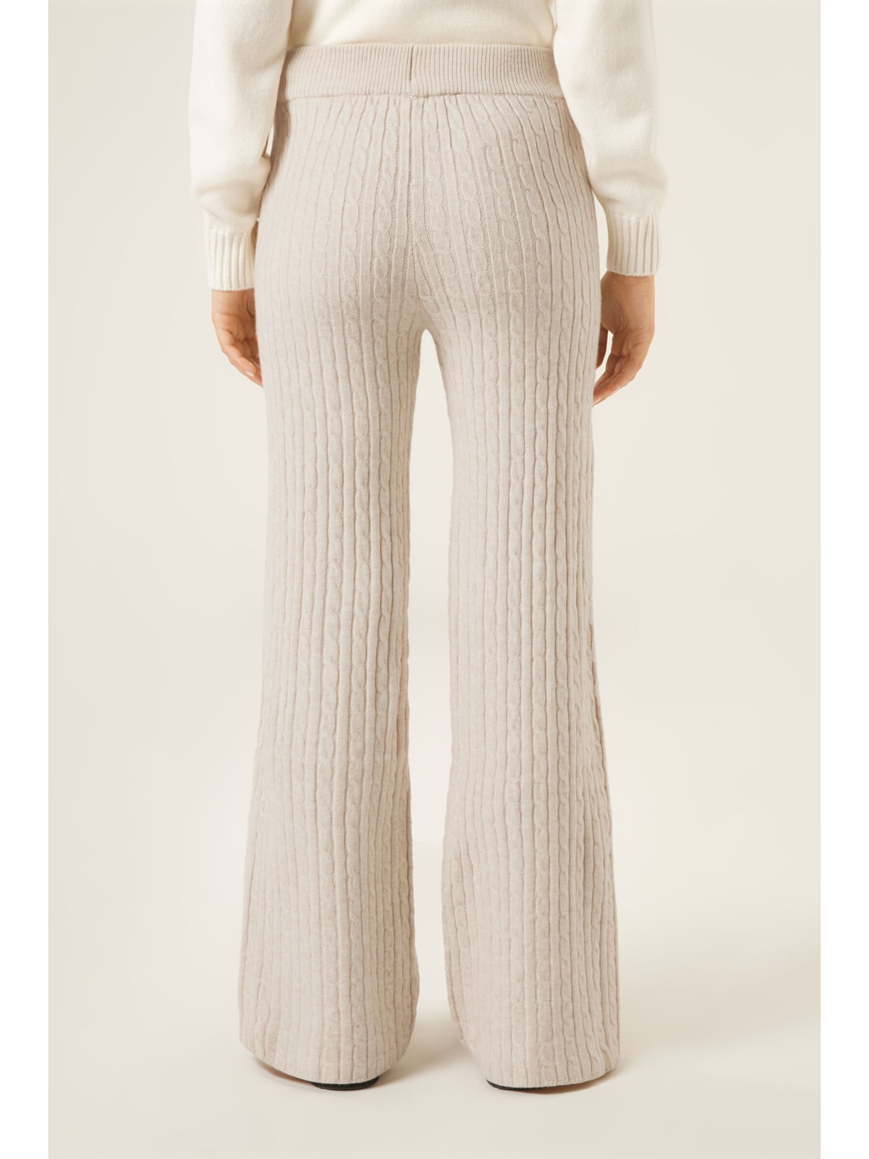 Calça Pantalona Em Malha Com Efeito Trançado Off-White Calzedonia