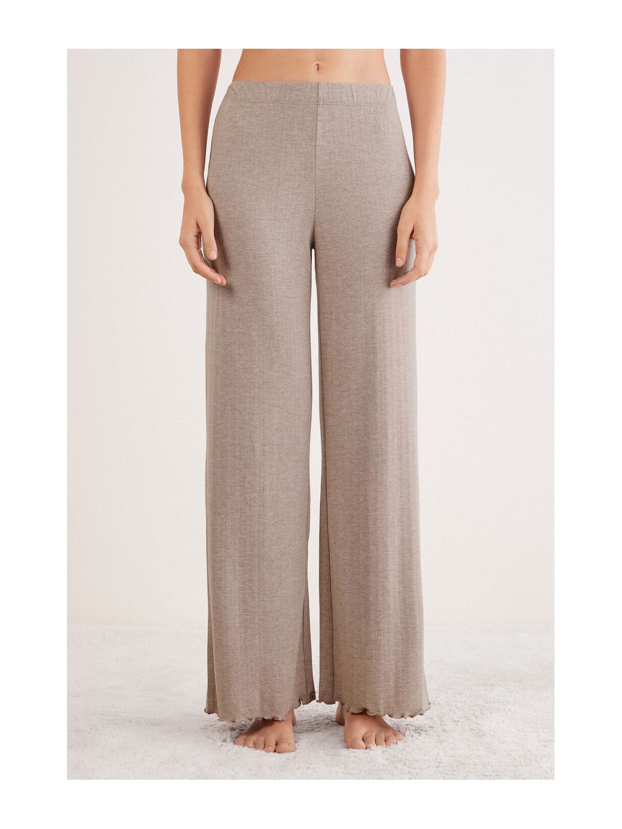 Calça Pantalona Em Modal Com Cashmere Luxury Softness Marrom Intimissimi